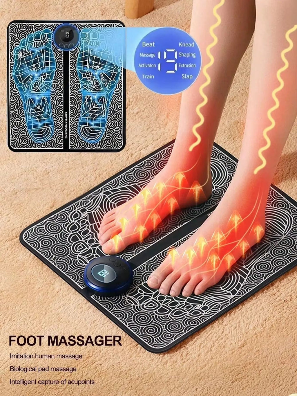 Kit Masajeador de Pies EMS + Electroestimulador Portátil Mariposa