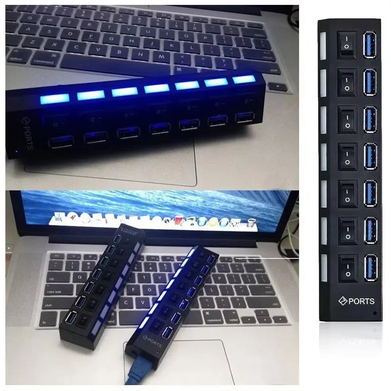 Hub USB 7 Puertos con Interruptores