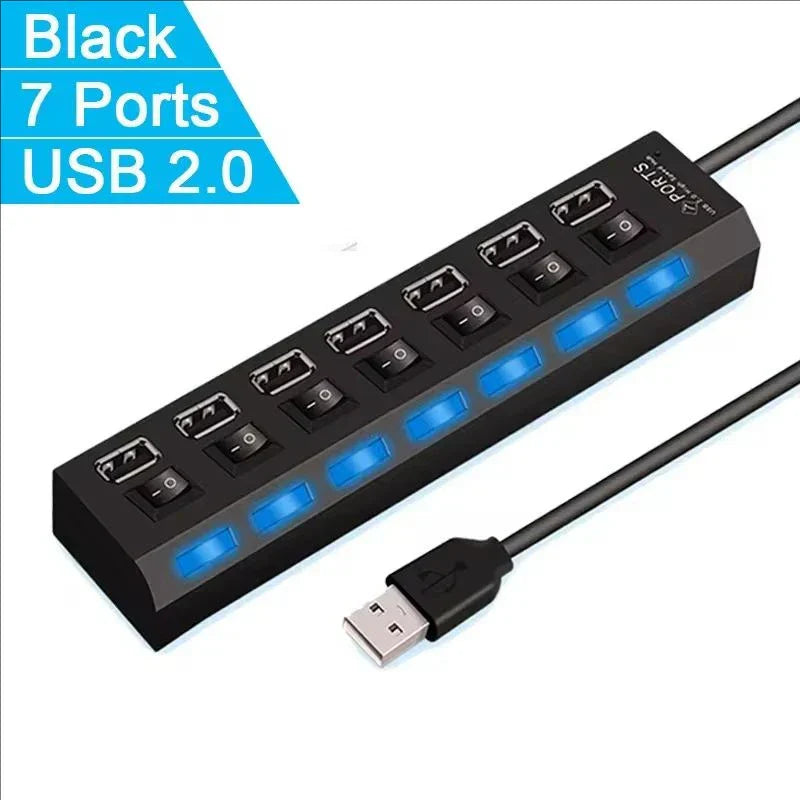 Hub USB 7 Puertos con Interruptores
