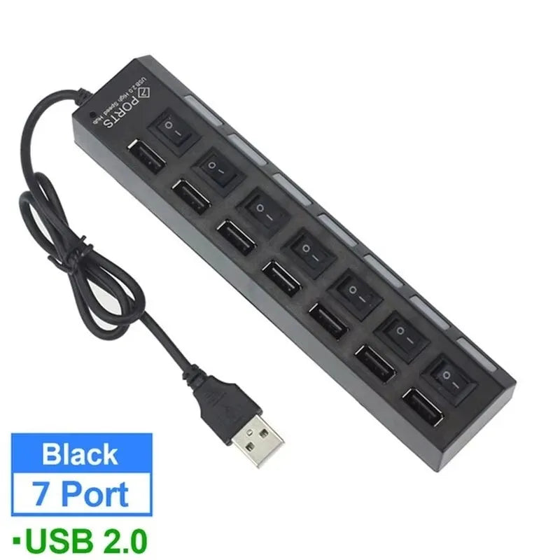 Hub USB 7 Puertos con Interruptores